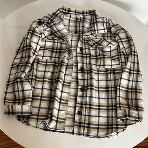 No Boundaries Plaid button down - Black, White, Tan size XXL